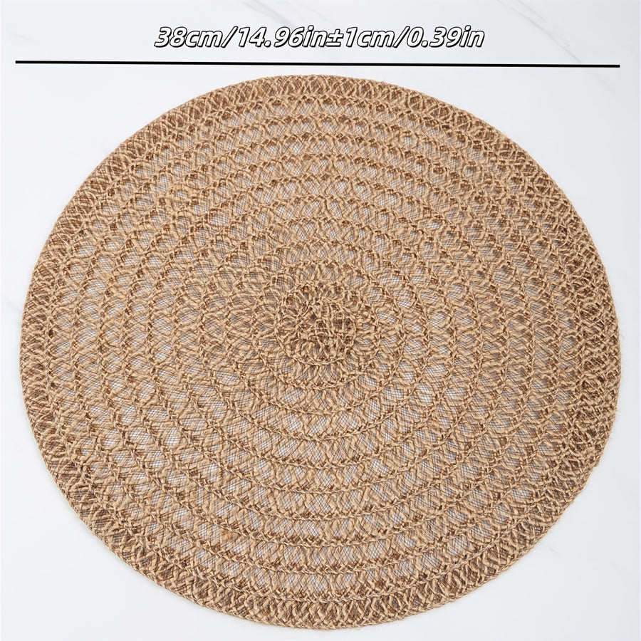 Nordic Round Woven Placemats Set of 4 Boho Table Mats for Dining and Events-Kitchen & Dining > Placemats-casanuva-casanuva