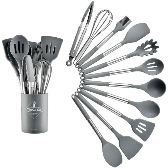 Nordic Silicone Kitchen Utensil Set 13 Pieces Latte Color-Kitchen & Dining > Cooking Utensils-casanuva-casanuva