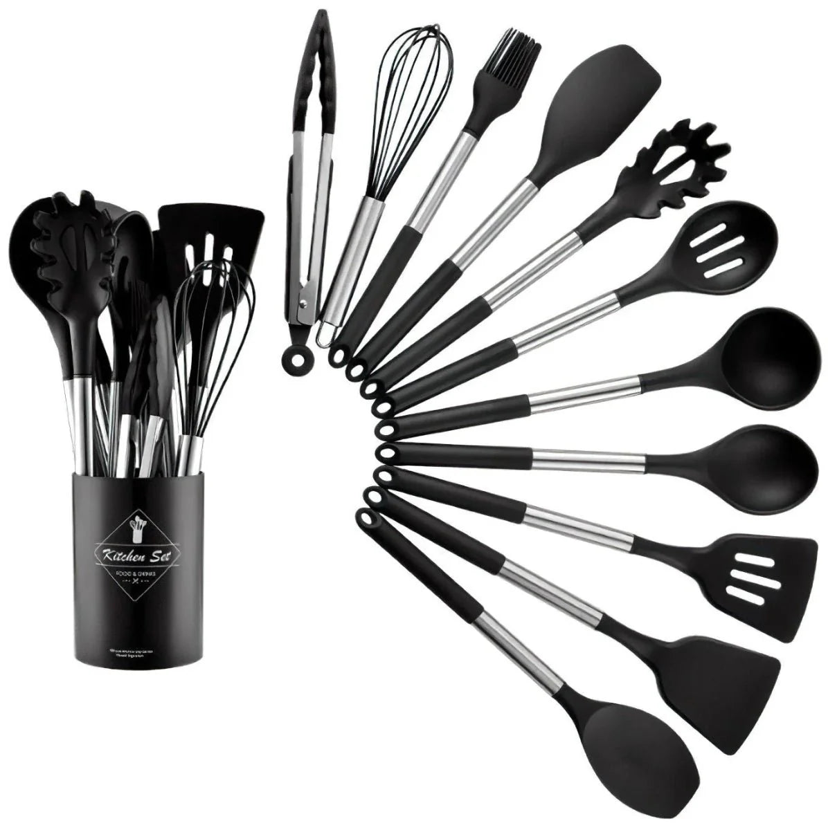 Nordic Silicone Kitchen Utensil Set 13 Pieces Latte Color-Kitchen & Dining > Cooking Utensils-casanuva-casanuva