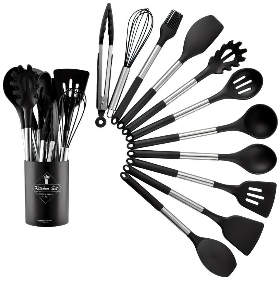 Nordic Silicone Kitchen Utensil Set 13 Pieces Latte Color-Kitchen & Dining > Cooking Utensils-casanuva-casanuva
