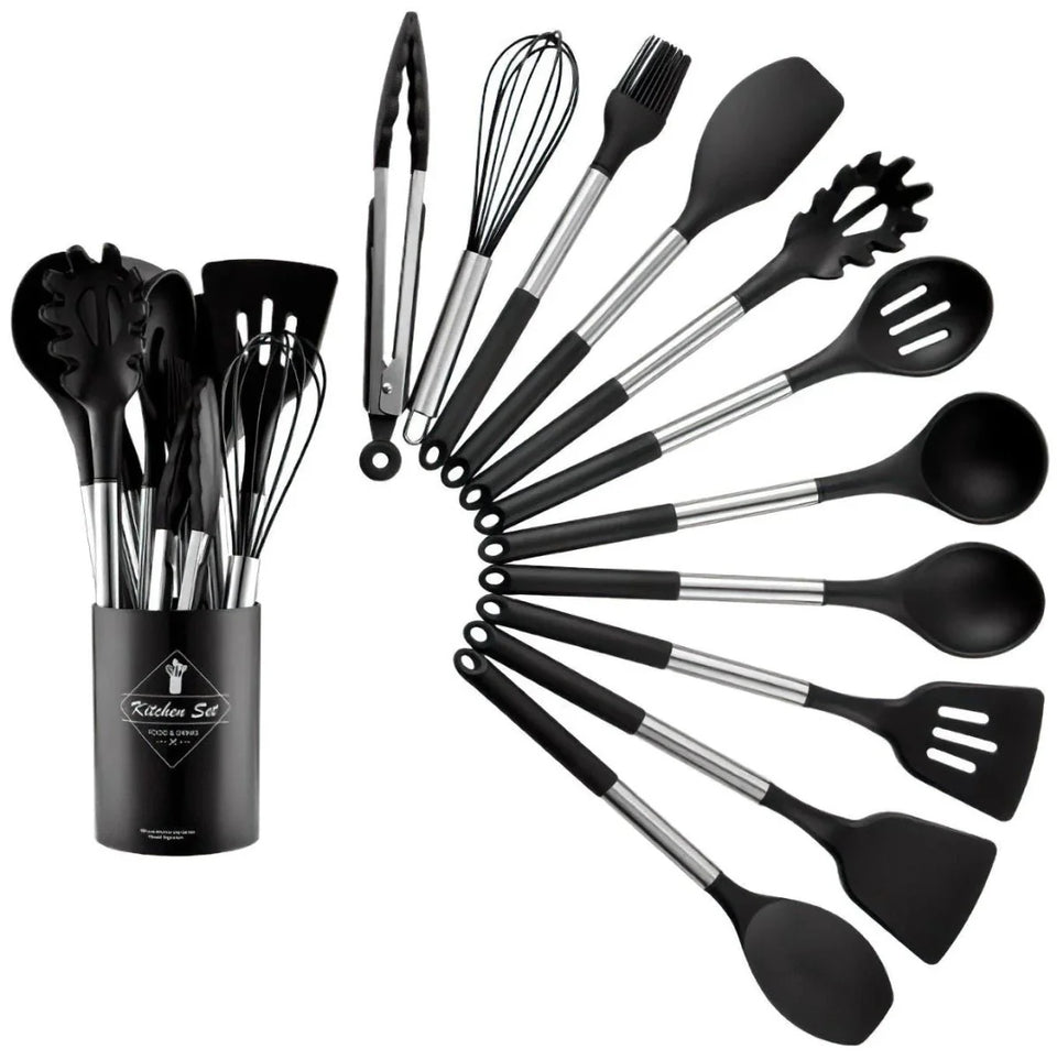 Nordic Silicone Kitchen Utensil Set 13 Pieces Latte Color-Kitchen & Dining > Cooking Utensils-casanuva-casanuva