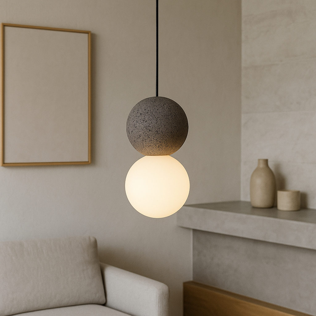 Obsidian Stone Pendant Light Minimalist Design-Lighting > Pendant Lights-casanuva-casanuva