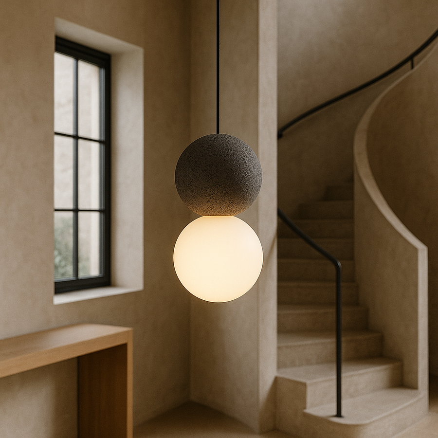 Obsidian Stone Pendant Light Minimalist Design-Lighting > Pendant Lights-casanuva-casanuva