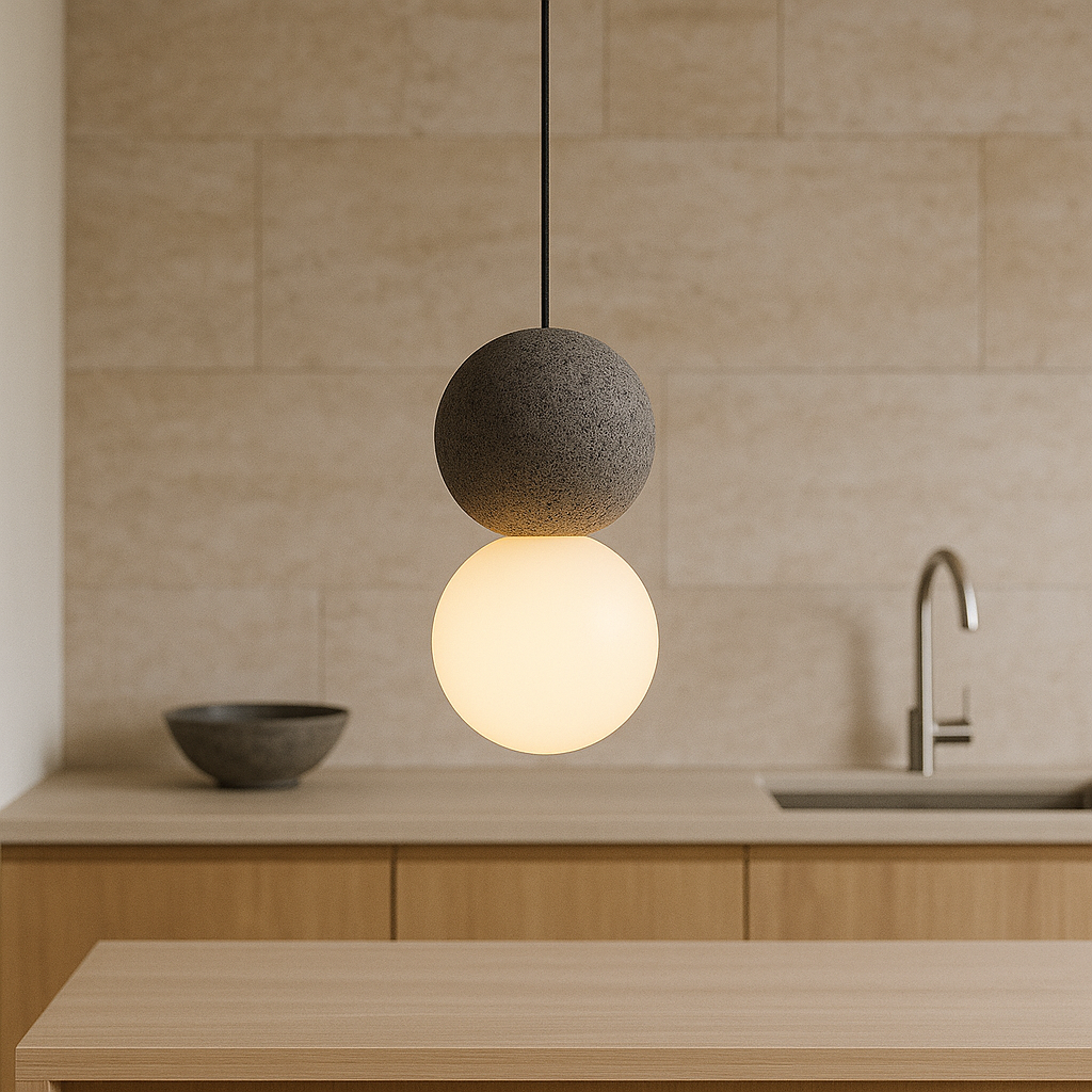 Obsidian Stone Pendant Light Minimalist Design-Lighting > Pendant Lights-casanuva-casanuva