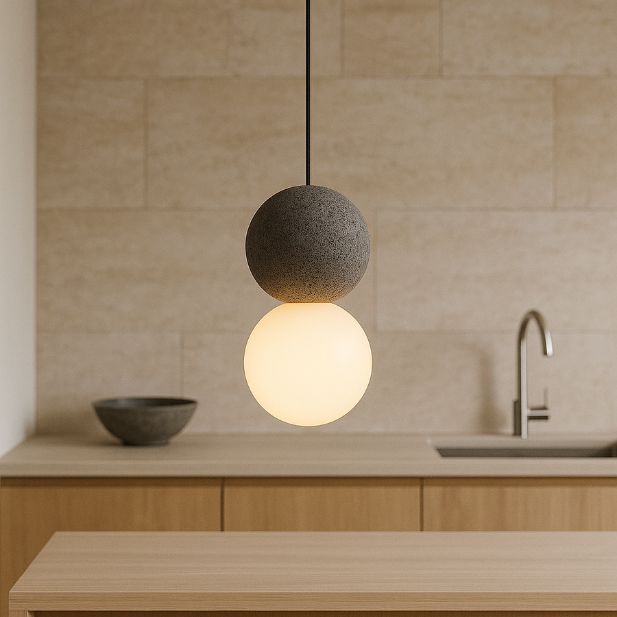 Obsidian Stone Pendant Light Minimalist Design-Lighting > Pendant Lights-casanuva-casanuva