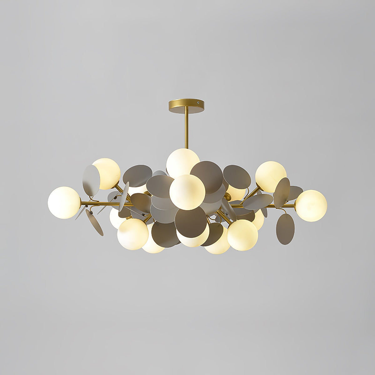 Off White Tree Chandelier Light Fixture-Lighting > Chandeliers & Pendant Lights-casanuva-15 heads 90cmx30cm-Gold & Grey-casanuva