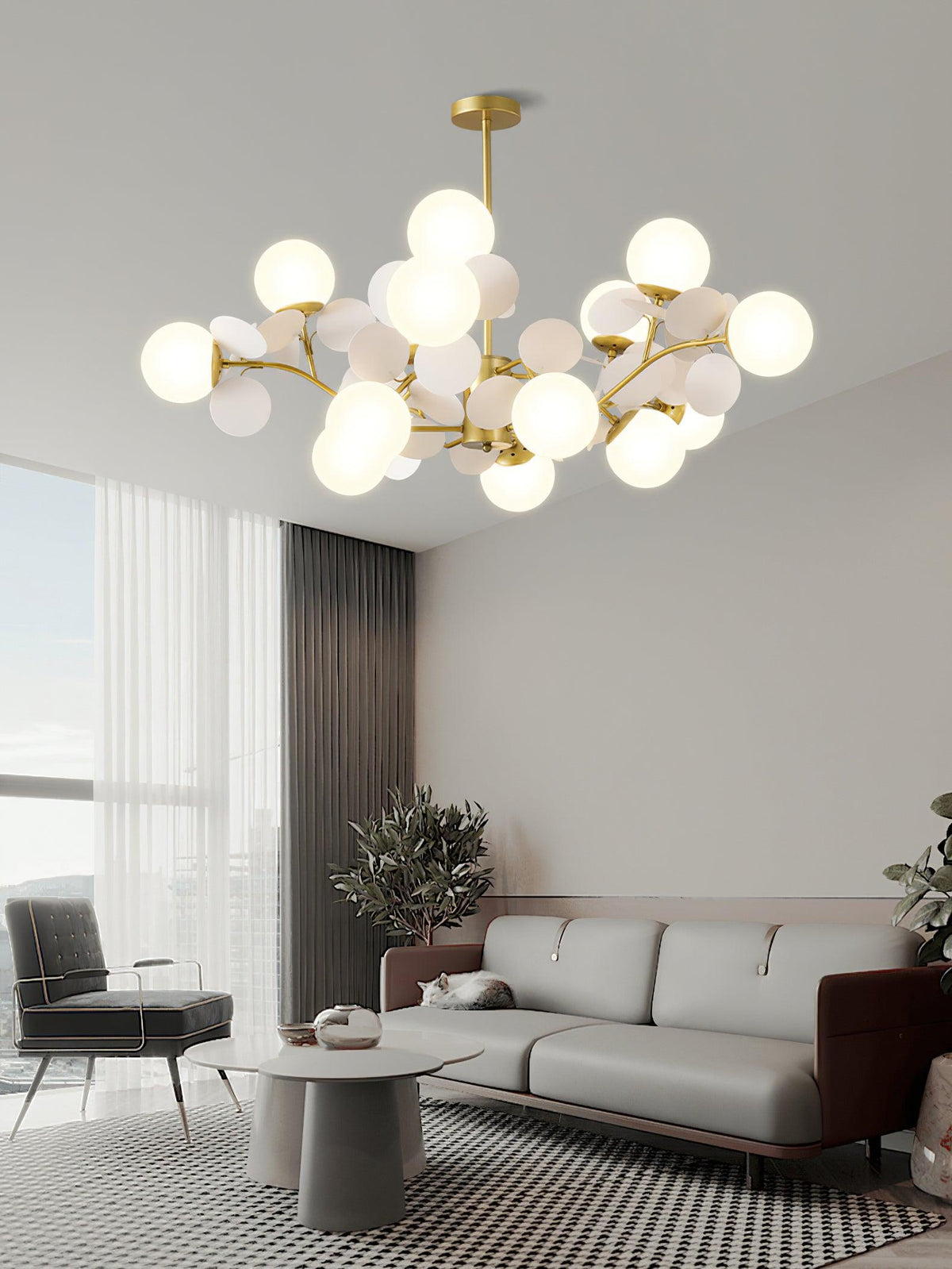 Off White Tree Chandelier Light Fixture-Lighting > Chandeliers & Pendant Lights-casanuva-casanuva