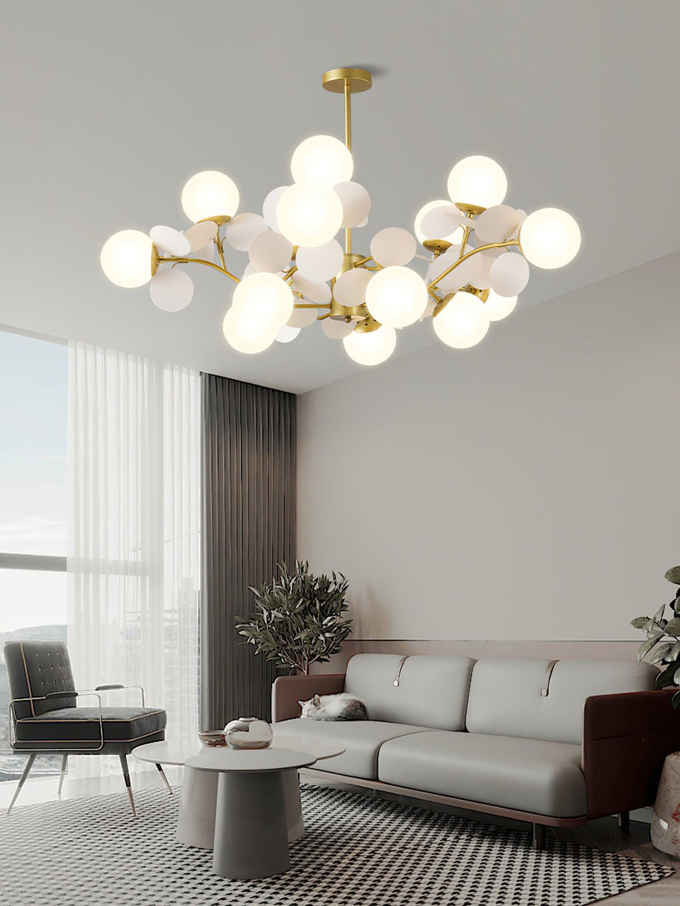 Off White Tree Chandelier Light Fixture-Lighting > Chandeliers & Pendant Lights-casanuva-casanuva