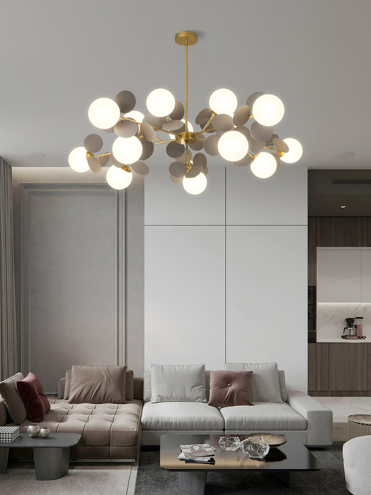 Off White Tree Chandelier Light Fixture-Lighting > Chandeliers & Pendant Lights-casanuva-casanuva