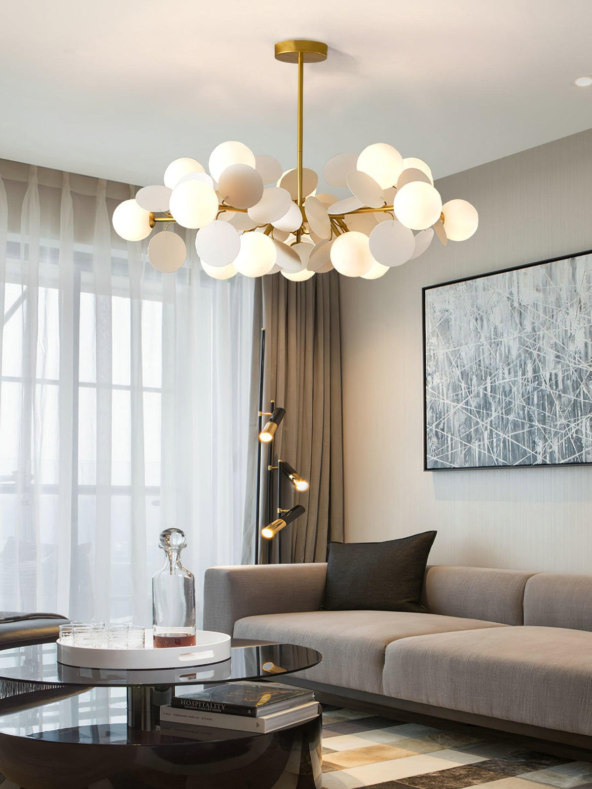 Off White Tree Chandelier Light Fixture-Lighting > Chandeliers & Pendant Lights-casanuva-casanuva
