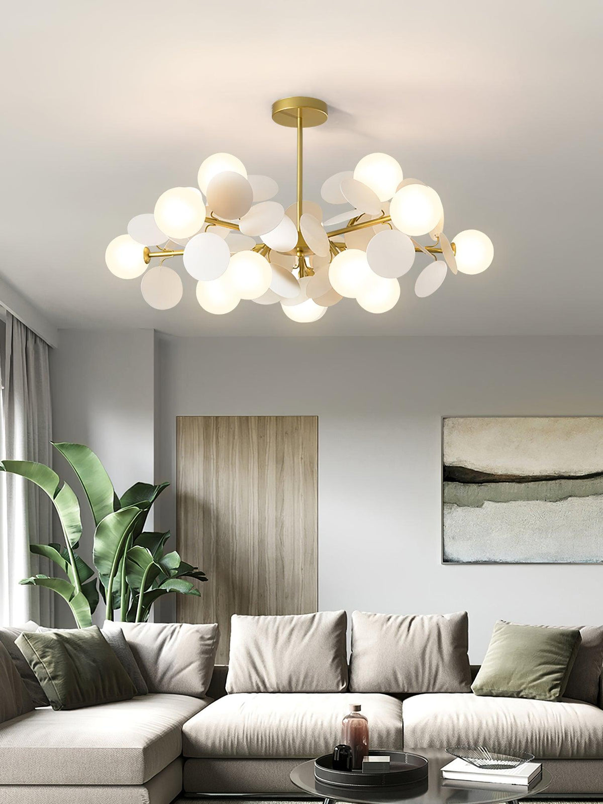 Off White Tree Chandelier Light Fixture-Lighting > Chandeliers & Pendant Lights-casanuva-casanuva