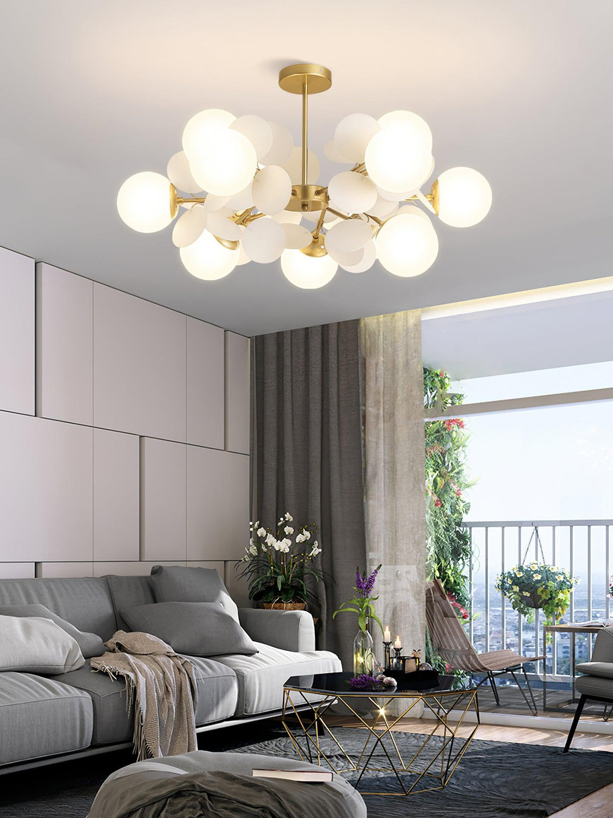Off White Tree Chandelier Light Fixture-Lighting > Chandeliers & Pendant Lights-casanuva-casanuva