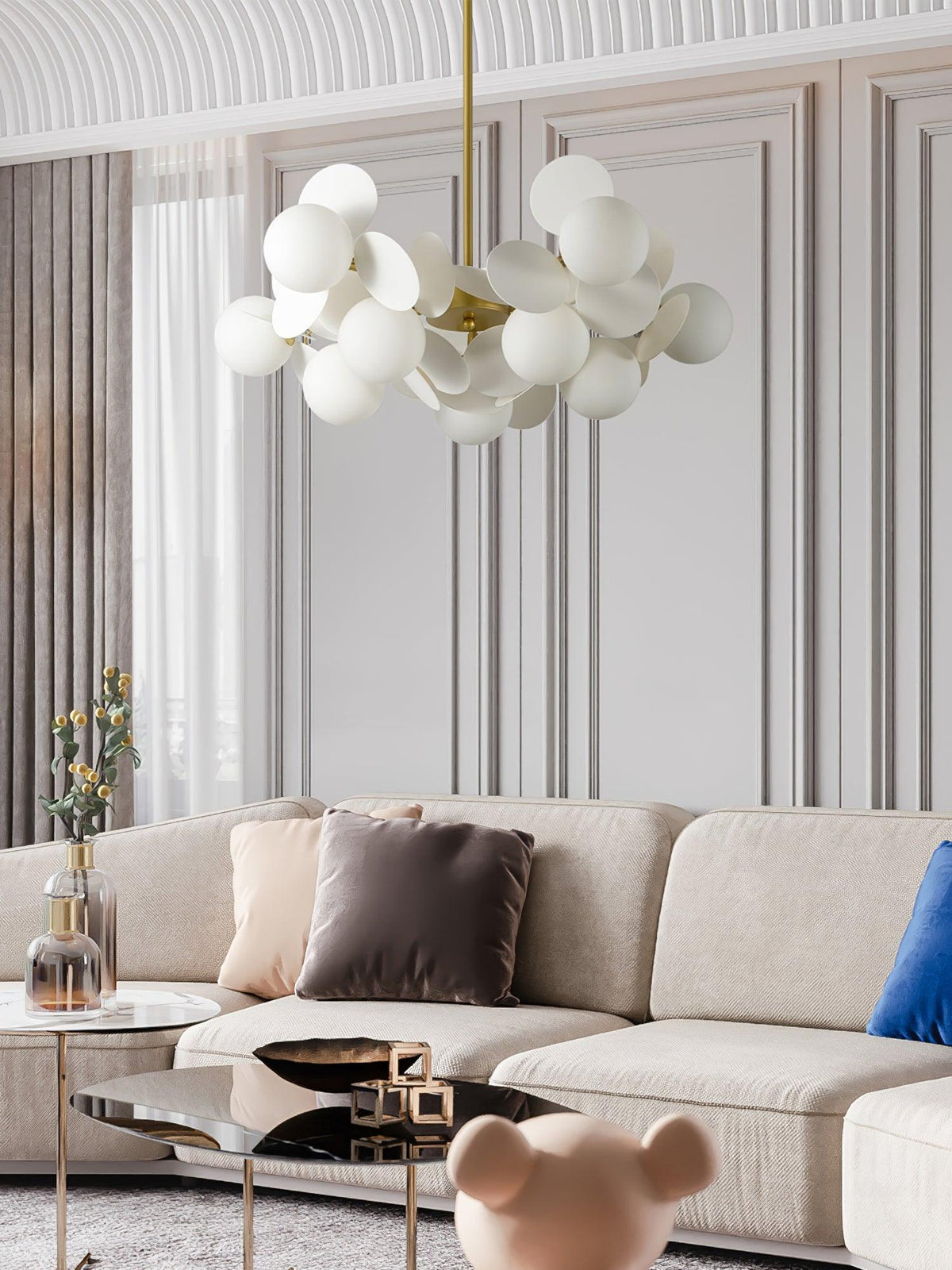 Off White Tree Chandelier Light Fixture-Lighting > Chandeliers & Pendant Lights-casanuva-casanuva