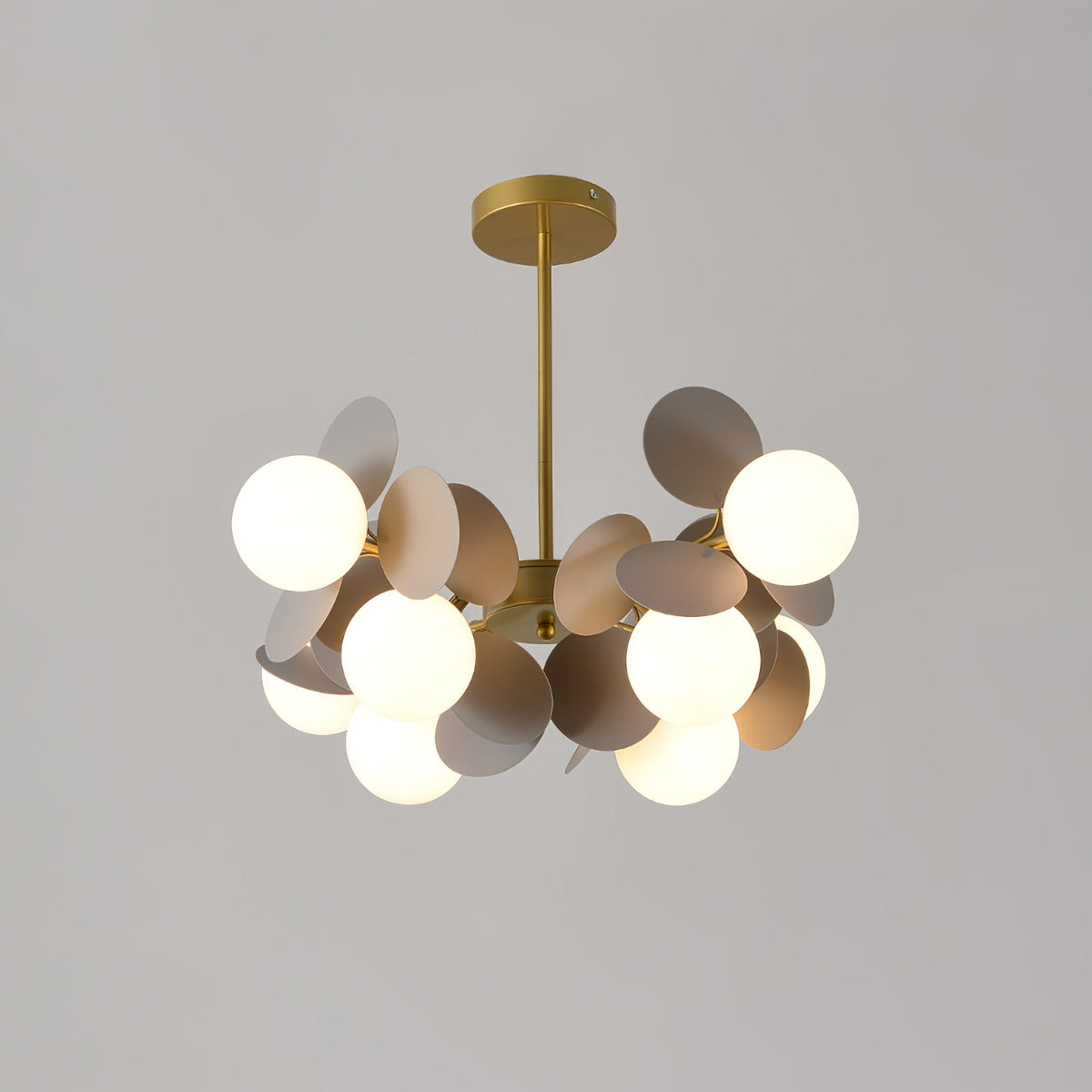 Off White Tree Chandelier Light Fixture-Lighting > Chandeliers & Pendant Lights-casanuva-8 heads 23.6" x H 11.8"-Gold & Grey-casanuva