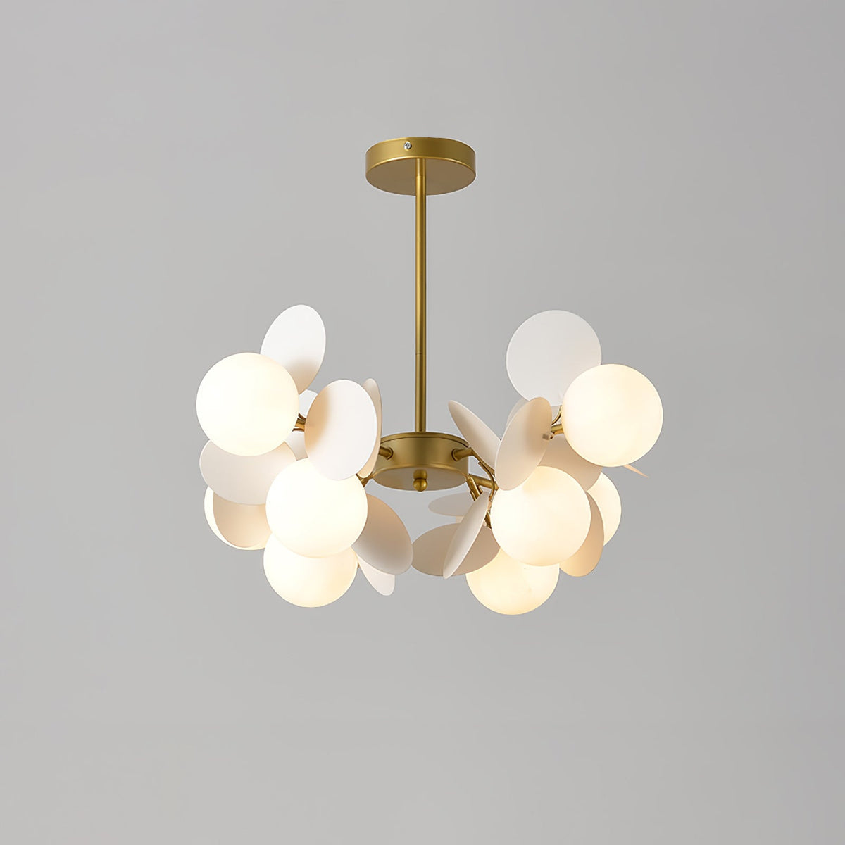 Off White Tree Chandelier Light Fixture-Lighting > Chandeliers & Pendant Lights-casanuva-8 heads 23.6" x H 11.8"-Gold & White-casanuva