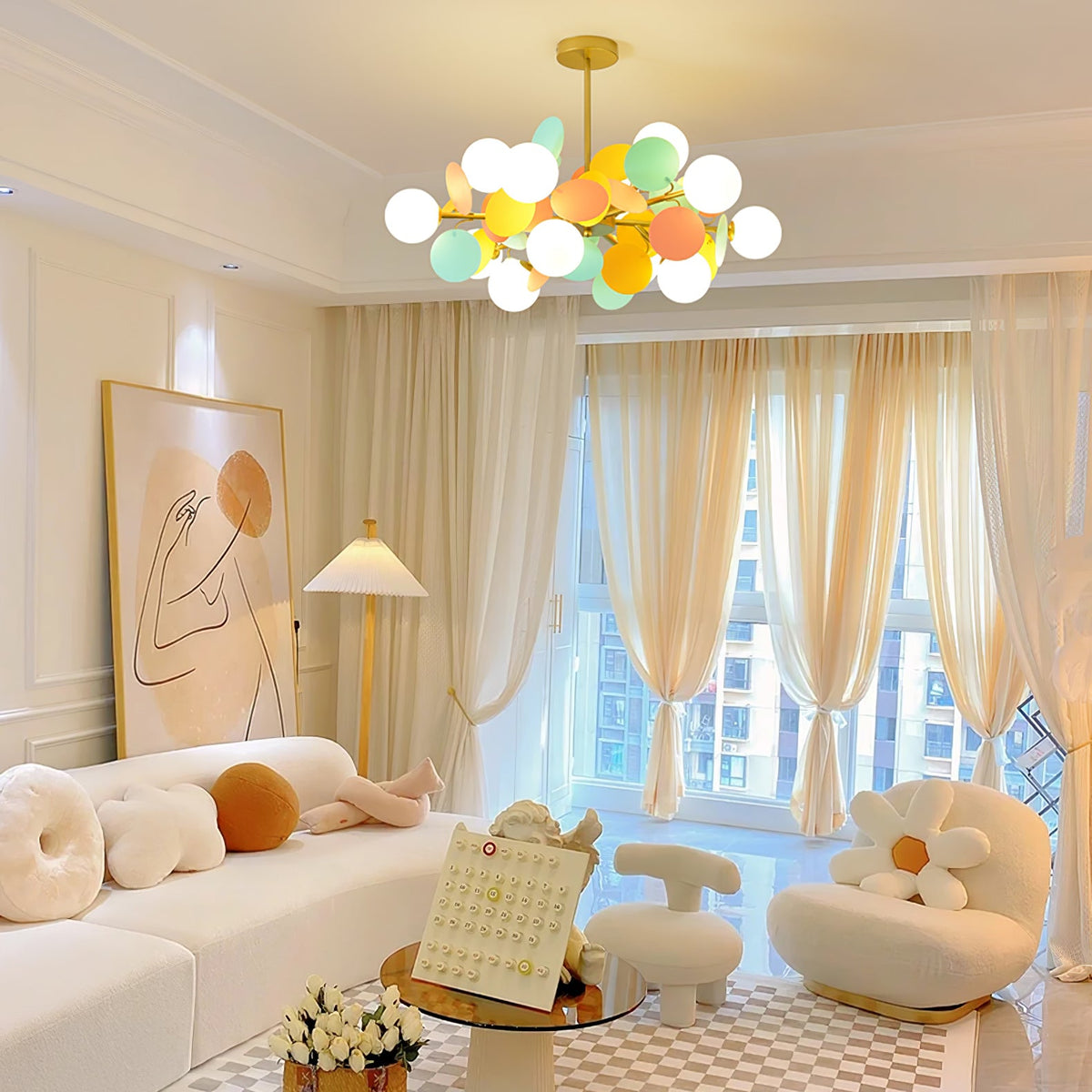 Off White Tree Chandelier Light Fixture-Lighting > Chandeliers & Pendant Lights-casanuva-casanuva