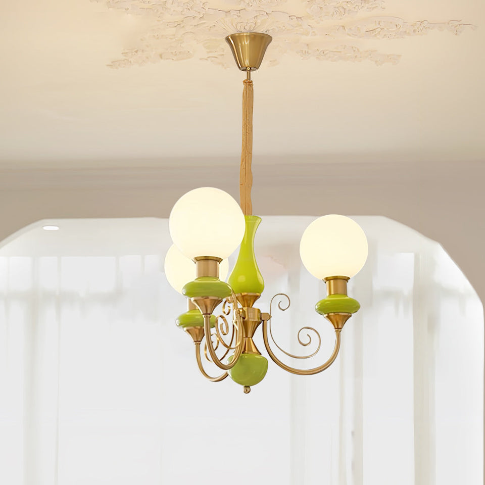 Onyx Crystal Chandelier-Lighting > Chandeliers & Pendant Lights-casanuva-3 heads 45cmx38cm-Gold & Green-casanuva