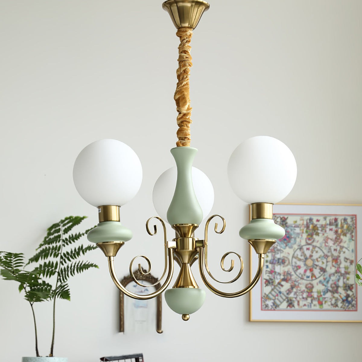 Onyx Crystal Chandelier-Lighting > Chandeliers & Pendant Lights-casanuva-45cmx38cm-Gold & Bean Green-casanuva
