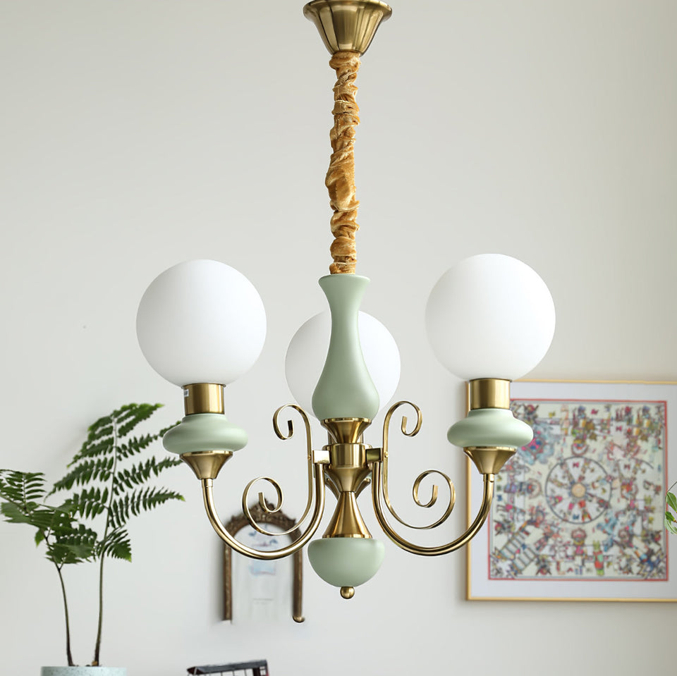 Onyx Crystal Chandelier-Lighting > Chandeliers & Pendant Lights-casanuva-45cmx38cm-Gold & Bean Green-casanuva
