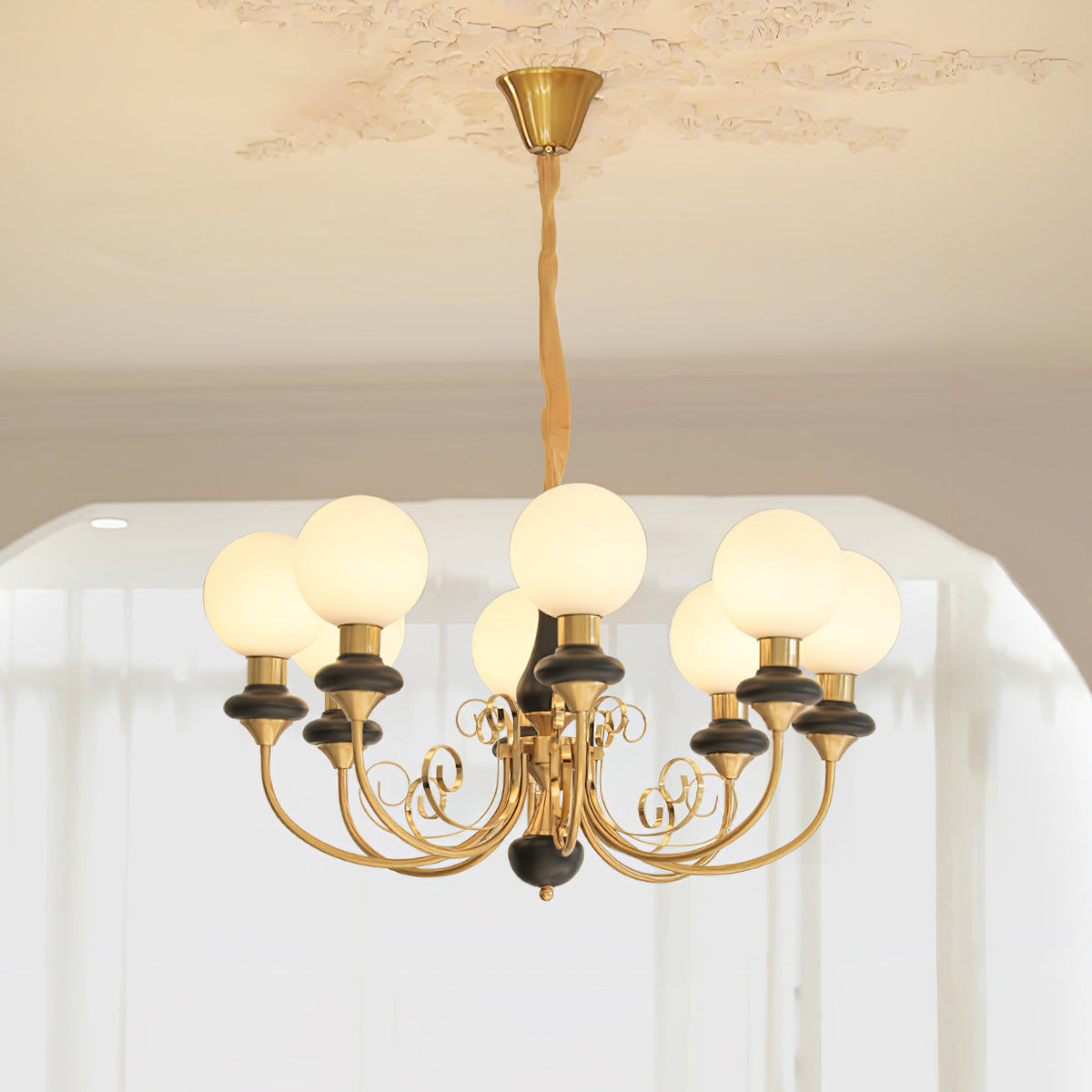 Onyx Crystal Chandelier-Lighting > Chandeliers & Pendant Lights-casanuva-8 heads 80cmx38cm-Gold & Black-casanuva