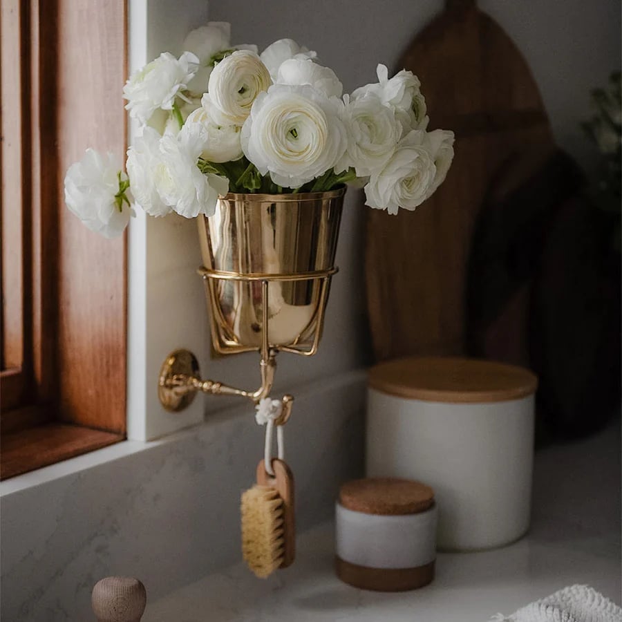 Opal Wall Vase for Stylish Home Decoration-Home Decor > Vases-casanuva-Uncoated Brass-casanuva