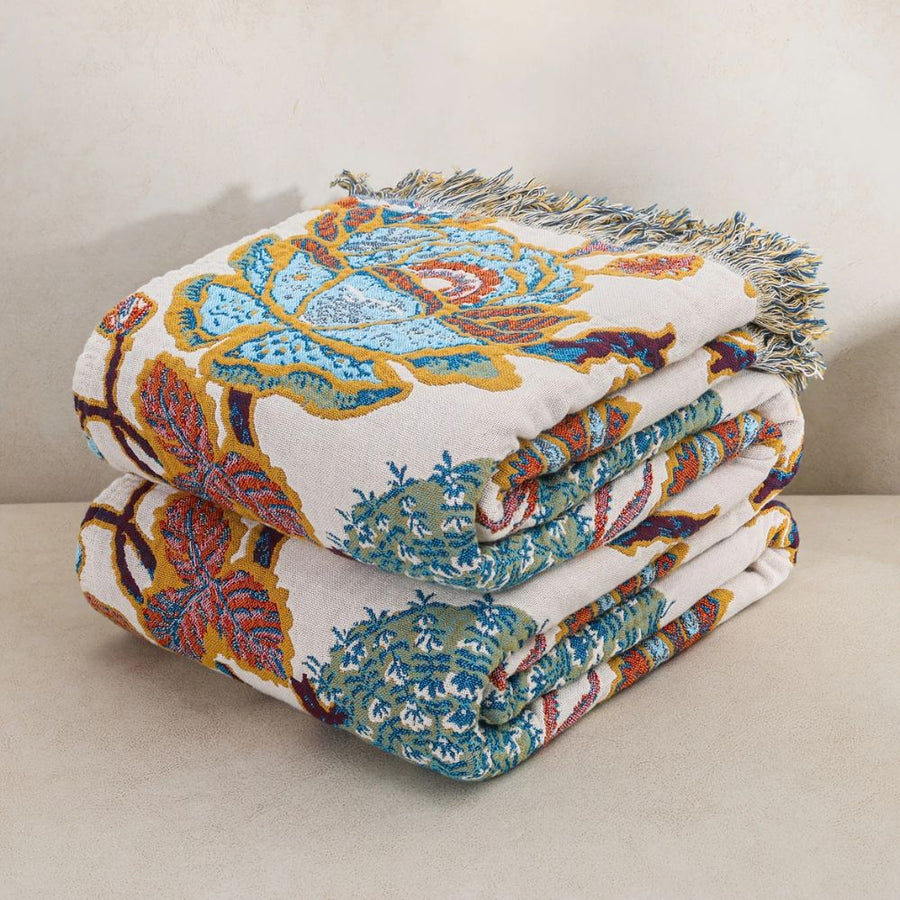 Ornamental Cotton Garden Blanket-Bedding & Bath > Blankets-casanuva-casanuva