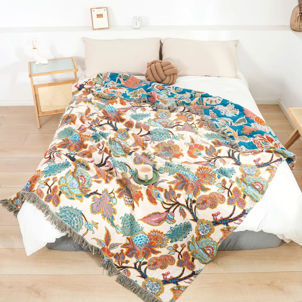Ornamental Cotton Garden Blanket-Bedding & Bath > Blankets-casanuva-59"x79"-casanuva