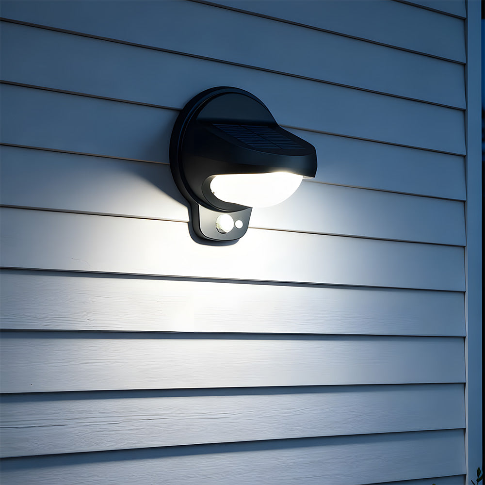 Outdoor Solar Wall Light IP65 Waterproof with Motion Sensor-Lighting > Outdoor Lighting-casanuva-Black-D15*H18CM-Cool White-casanuva