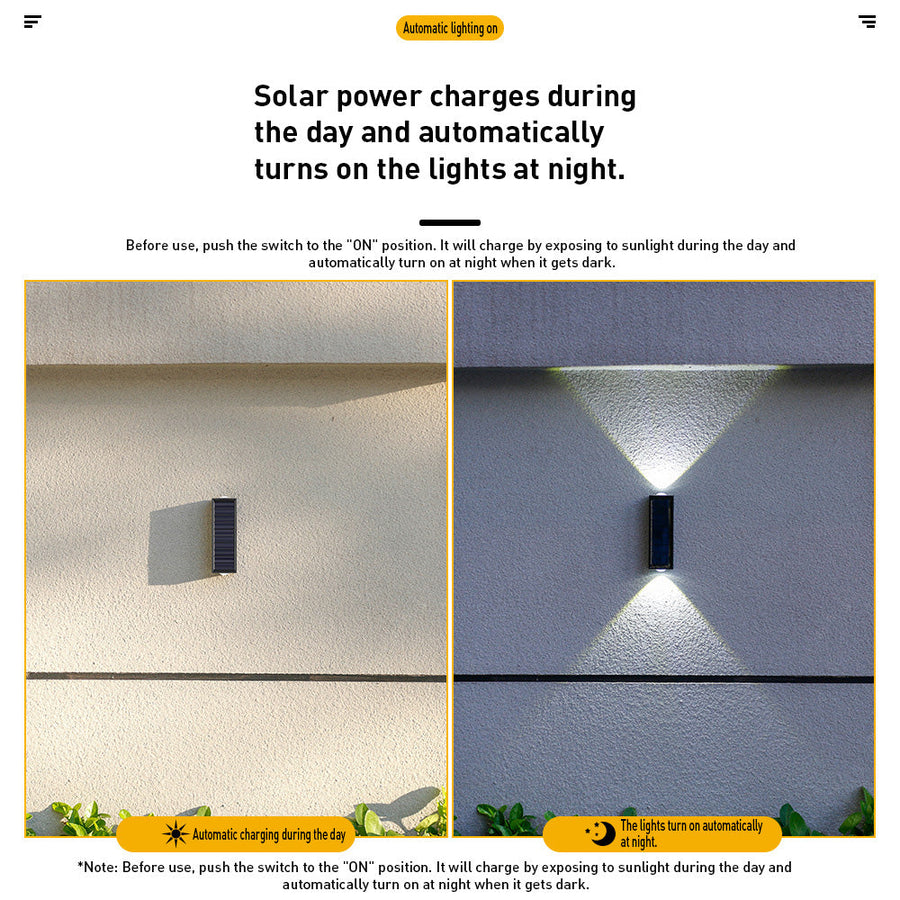 Outdoor Solar Wall Light Modern Up and Down Design for Garden Courtyard-Lighting > Outdoor Lighting-casanuva-casanuva