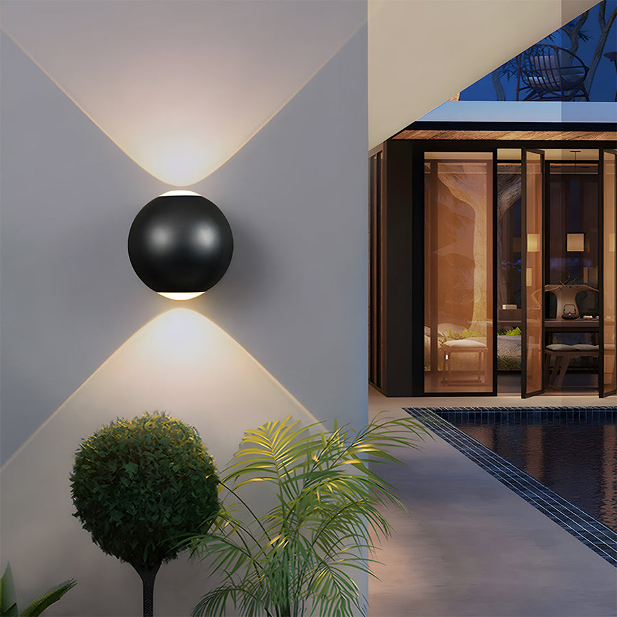 Outdoor Waterproof LED Wall Light in Warm White for Entryway Garage Patio-Lighting > Outdoor Lighting-casanuva-Black-Circle: D10cm-Two Beams-casanuva