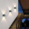 Outdoor Waterproof LED Wall Light in Warm White for Entryway Garage Patio-Lighting > Outdoor Lighting-casanuva-Black-Square: D6cm-Two Beams-casanuva