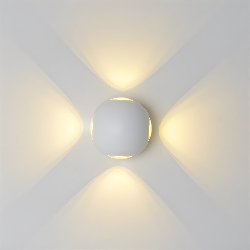 Outdoor Waterproof LED Wall Light in Warm White for Entryway Garage Patio-Lighting > Outdoor Lighting-casanuva-White-Circle: D10cm-Four Beams-casanuva