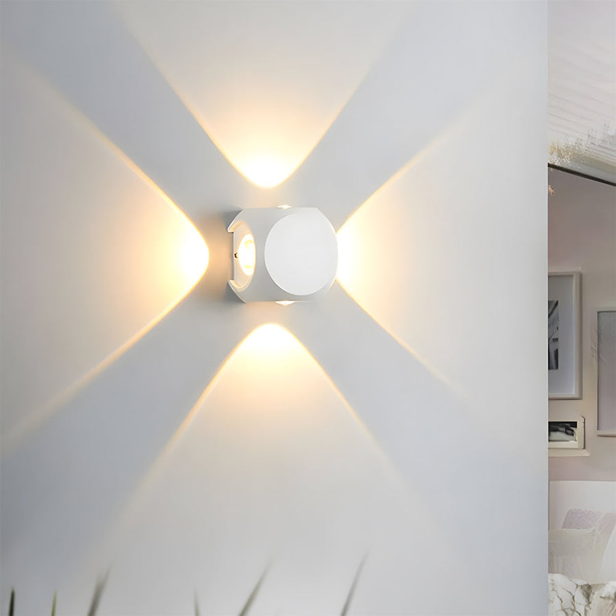 Outdoor Waterproof LED Wall Light in Warm White for Entryway Garage Patio-Lighting > Outdoor Lighting-casanuva-White-Square: D6cm-Four Beams-casanuva
