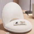 Oval Foldable Lambswool Corduroy Accent Chair Armless Carbon Steel Backrest-Furniture > Chairs-casanuva-Beige & C-casanuva