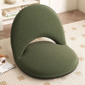 Oval Foldable Lambswool Corduroy Accent Chair Armless Carbon Steel Backrest-Furniture > Chairs-casanuva-Green & A-casanuva