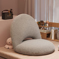 Oval Foldable Lambswool Corduroy Accent Chair Armless Carbon Steel Backrest-Furniture > Chairs-casanuva-Light Gray & B-casanuva