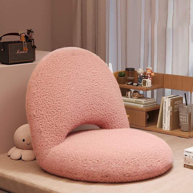 Oval Foldable Lambswool Corduroy Accent Chair Armless Carbon Steel Backrest-Furniture > Chairs-casanuva-Light Pink & B-casanuva