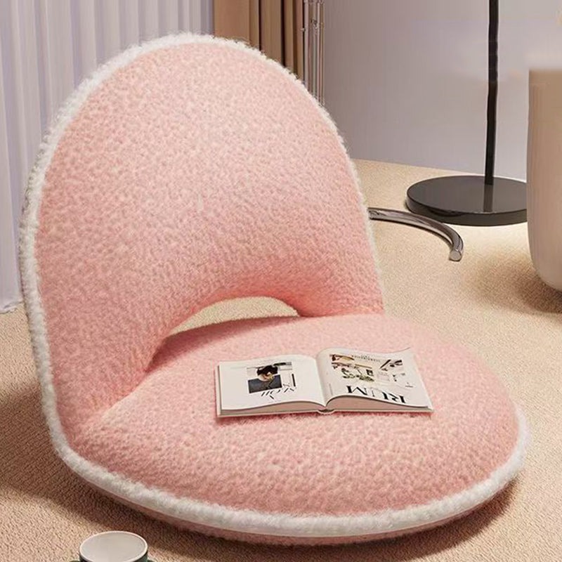 Oval Foldable Lambswool Corduroy Accent Chair Armless Carbon Steel Backrest-Furniture > Chairs-casanuva-Light Pink & C-casanuva