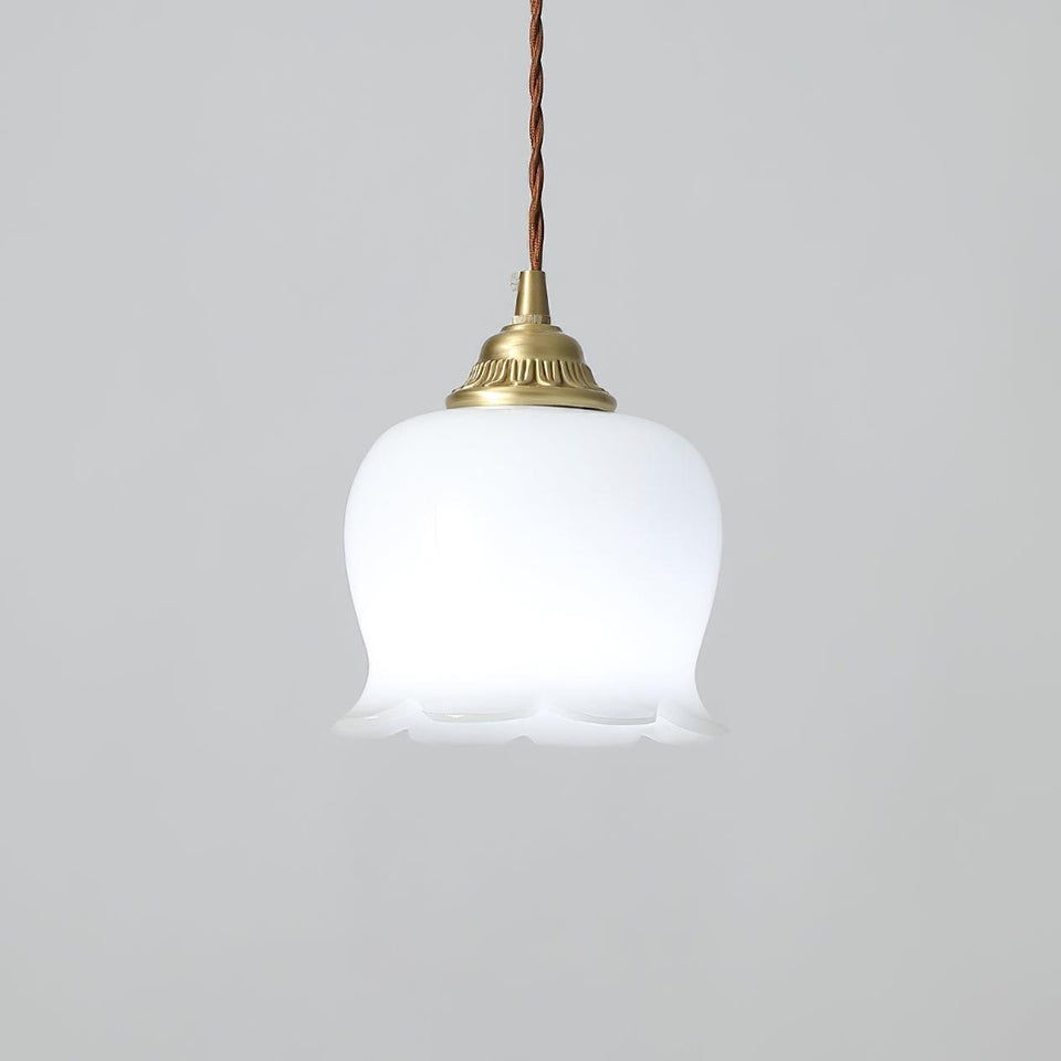 Pendant Lamp Valley Flower Design-Lighting > Pendant Lights-casanuva-14cmx15cm-Brass & White-casanuva