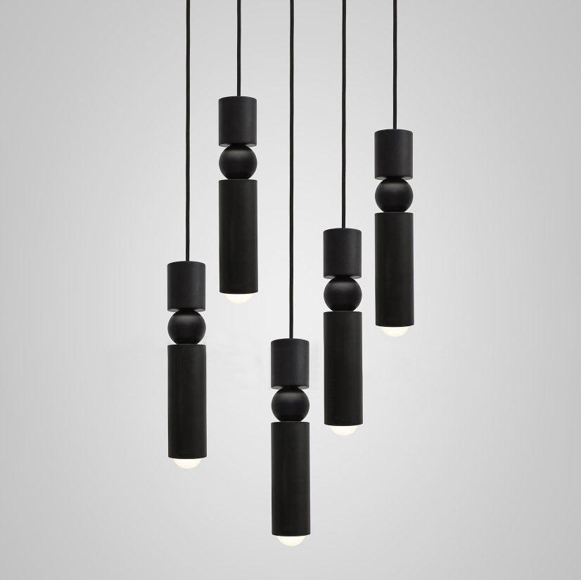 Pendant Light with Adjustable Height-Lighting > Pendant Lights-casanuva-5heads 30cmx150cm-Black-casanuva