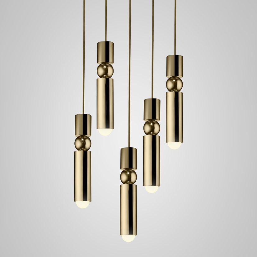 Pendant Light with Adjustable Height-Lighting > Pendant Lights-casanuva-5heads 30cmx150cm-Gold-casanuva