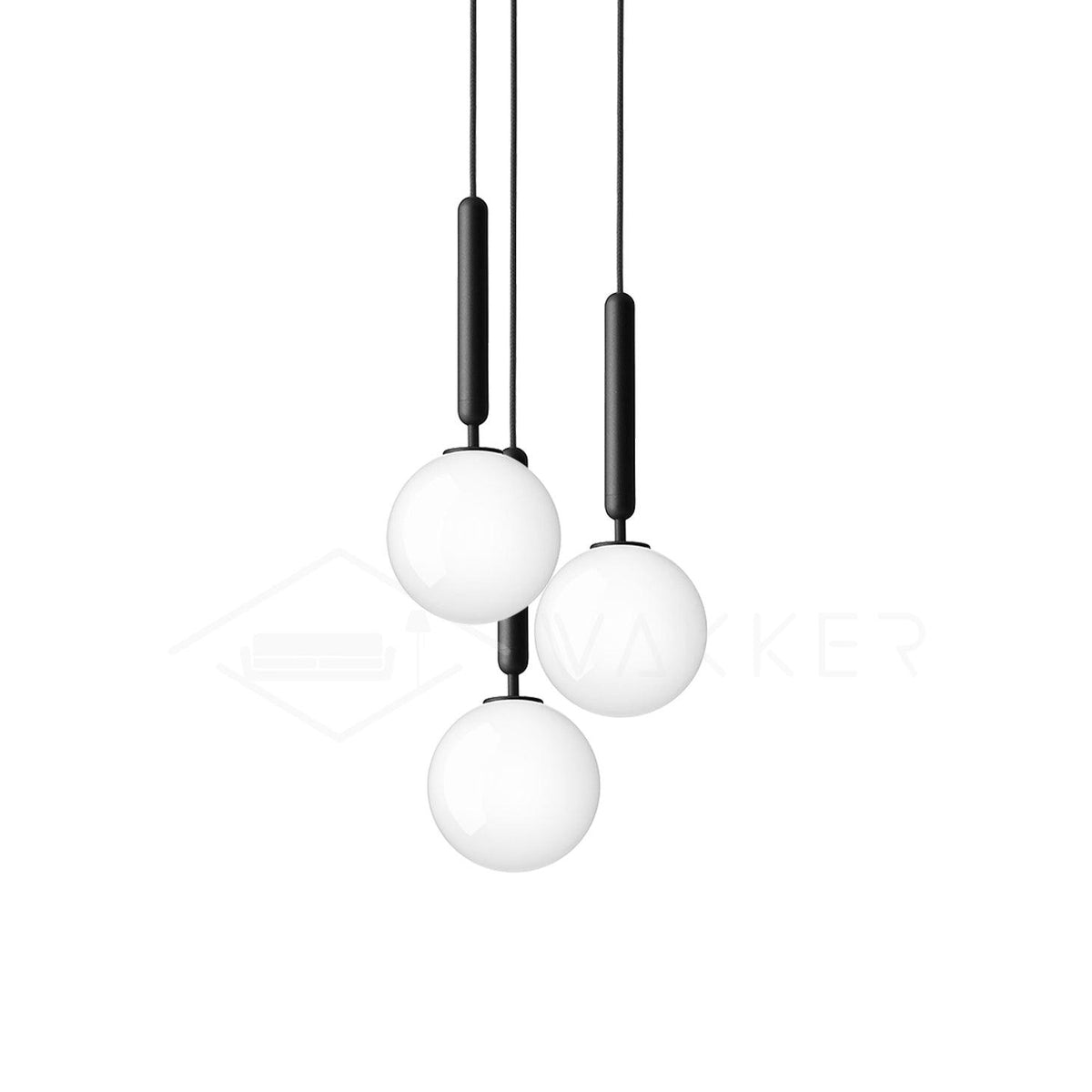 Pendant Light with Dimmable LED-Lighting > Pendant Lights-casanuva-3 heads 20cmx150cm-Black-White-casanuva
