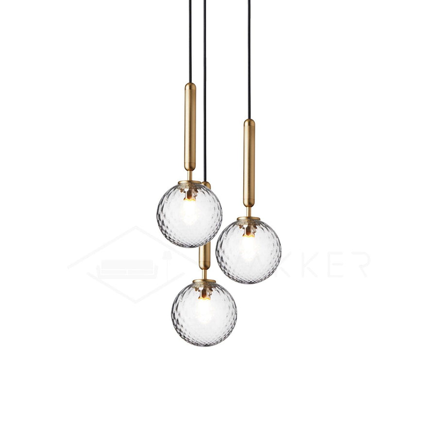 Pendant Light with Dimmable LED-Lighting > Pendant Lights-casanuva-3 heads 20cmx150cm-Gold-Clear-casanuva