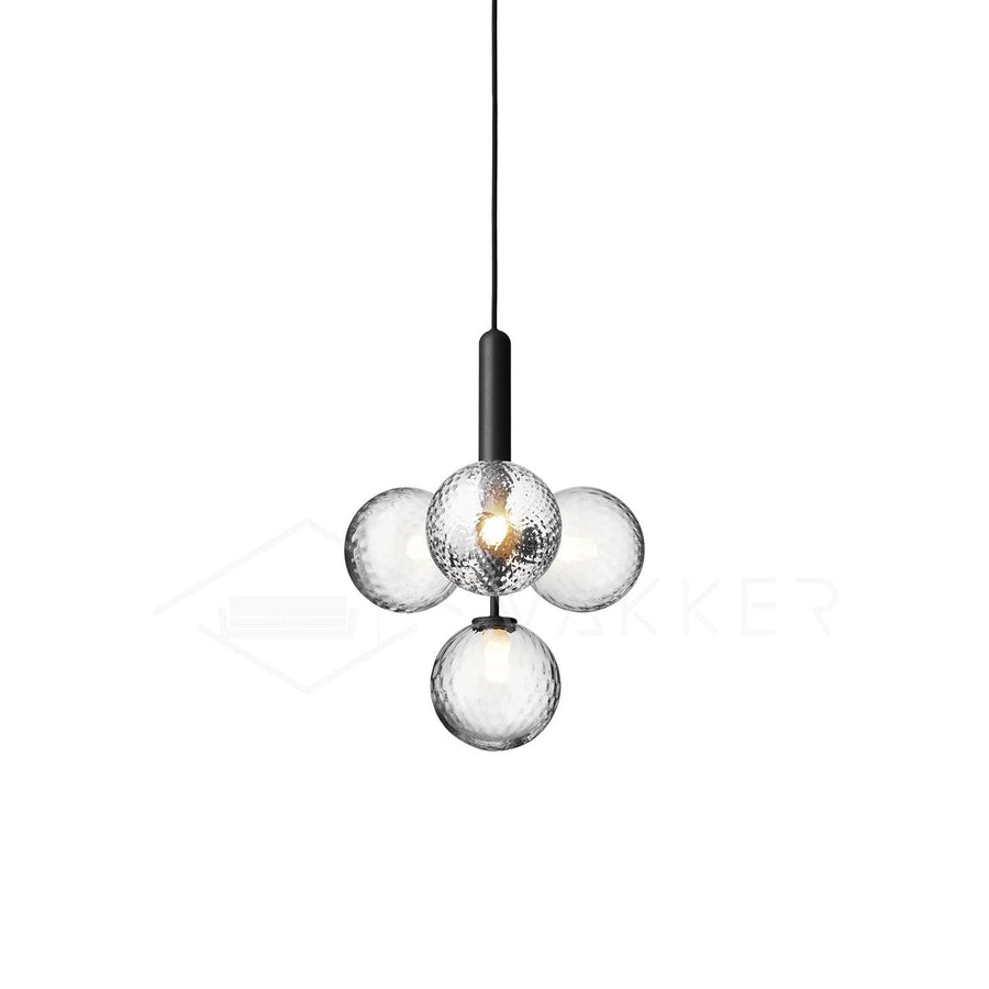 Pendant Light with Dimmable LED-Lighting > Pendant Lights-casanuva-4 heads 35cmx43cm-Black-Clear-casanuva