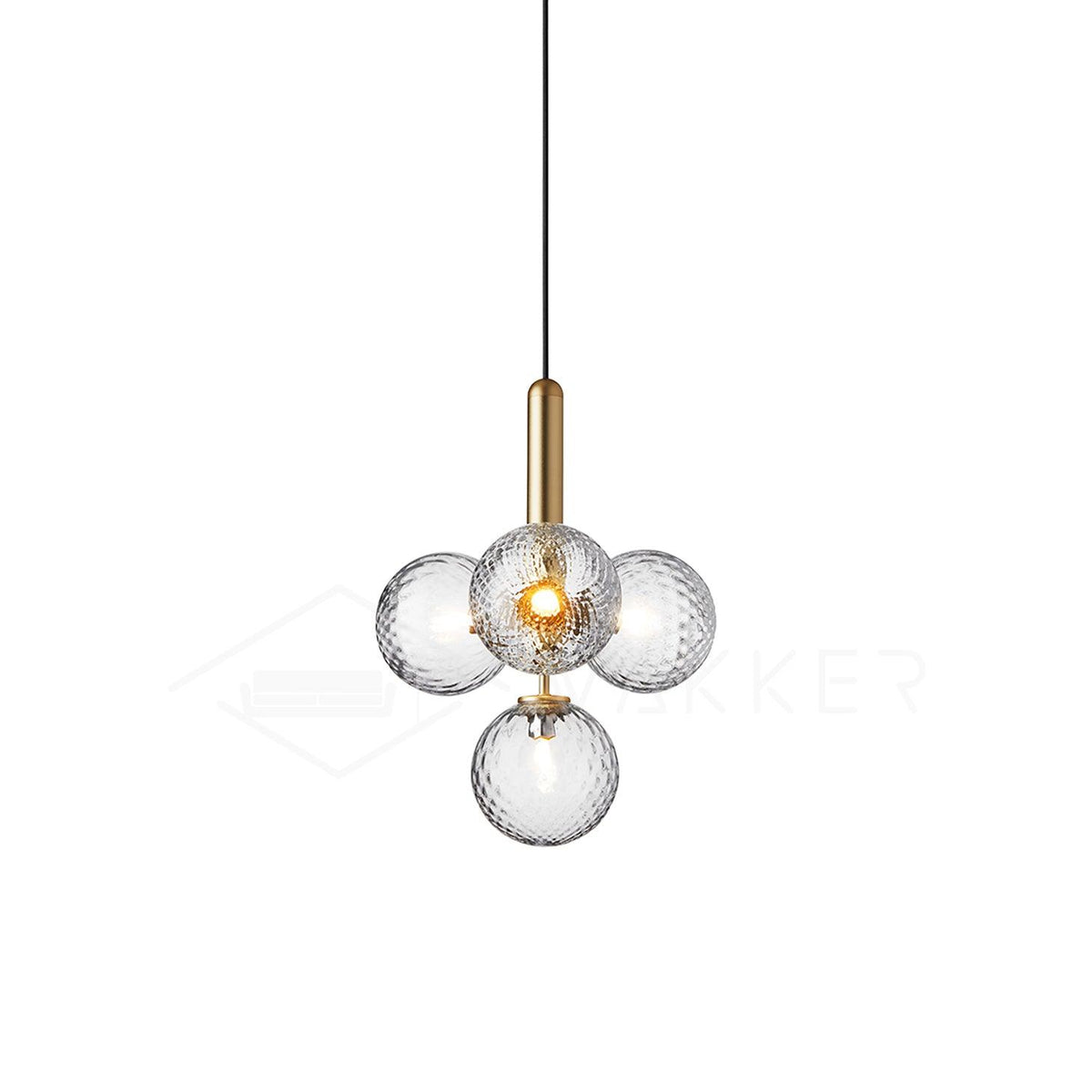 Pendant Light with Dimmable LED-Lighting > Pendant Lights-casanuva-4 heads 35cmx43cm-Gold-Clear-casanuva