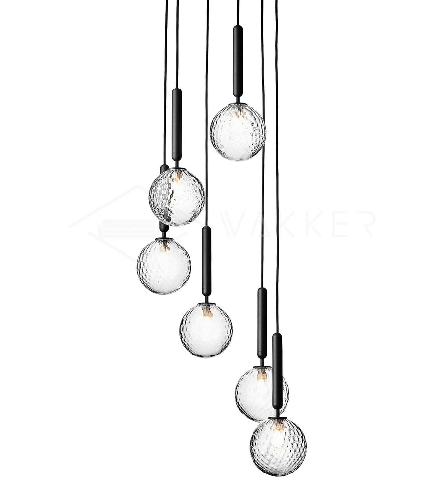 Pendant Light with Dimmable LED-Lighting > Pendant Lights-casanuva-6 heads 30cmx150cm-Black-Clear-casanuva