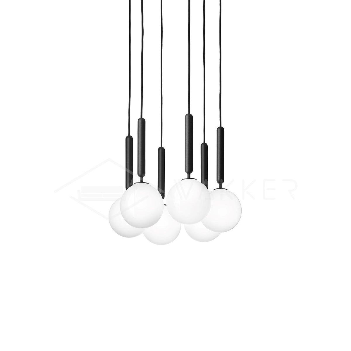Pendant Light with Dimmable LED-Lighting > Pendant Lights-casanuva-6 heads 30cmx150cm-Black-White-casanuva