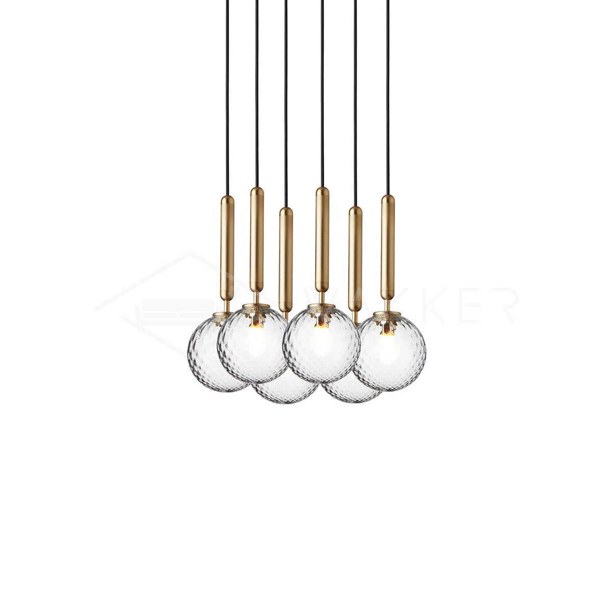 Pendant Light with Dimmable LED-Lighting > Pendant Lights-casanuva-6 heads 30cmx150cm-Gold-Clear-casanuva