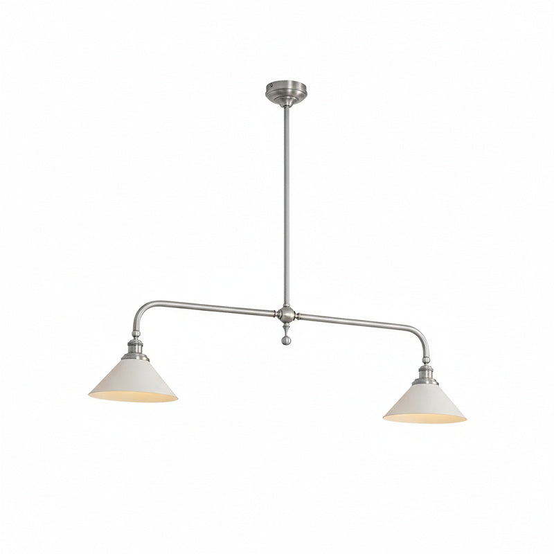 Pendant Light with Glass Shade-Lighting > Pendant Lights-casanuva-2 heads 2 heads 120cmx23c-Nickel color-Aluminum Lampshade-casanuva