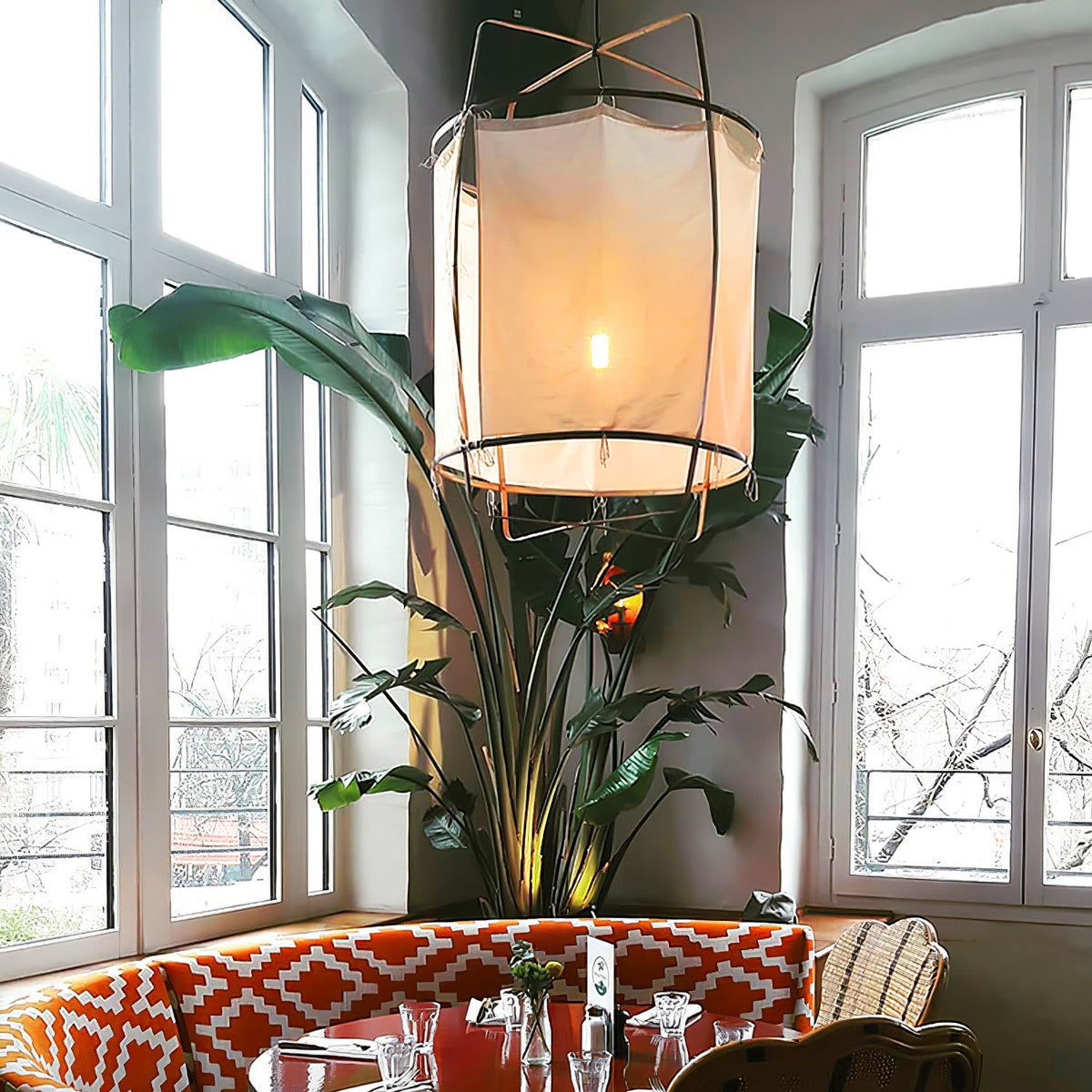 Pendant Light with Natural Fiber Shade-Lighting > Pendant Lights-casanuva-casanuva